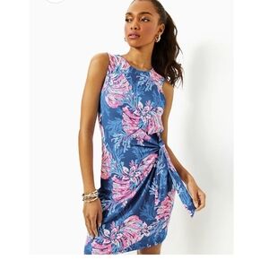 Lilly Pulitzer Bryson Sleeveless Dress In Multi For The Fans Print Size Medium